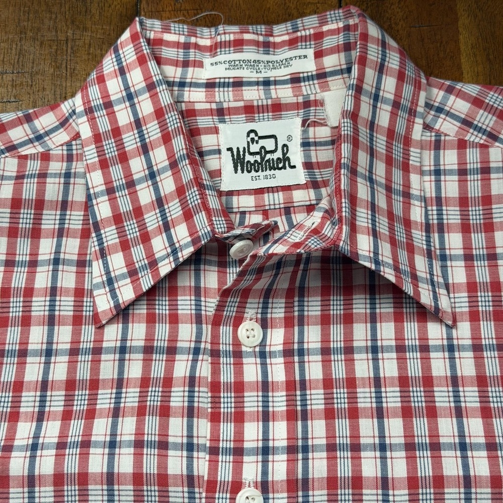 Vintag Woolrich Shirt Mens Medium‎ Plaid Button Up Long Sleeve LightweighWoven